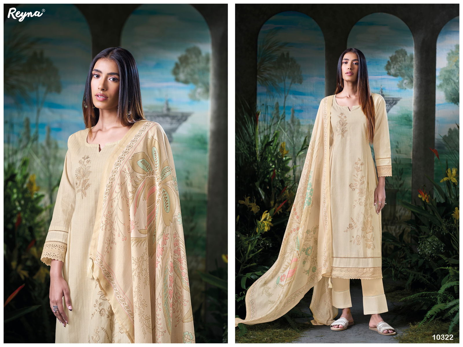 Aura By Reyna Cotton Printed Embroidery Dress Material Orders In India